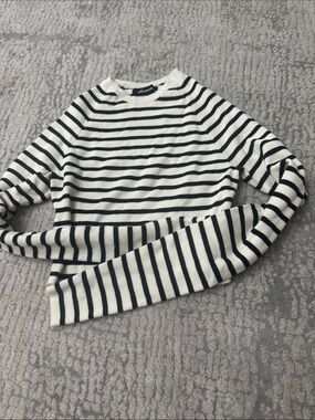 Olivaceous Black and White Striped Long Sleeve Tee